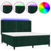 vidaXL Cama box spring c/ colch&atilde;o/LED 180x200 cm veludo verde-escuro