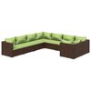 vidaXL 8 pcs conjunto lounge de jardim c/ almofad&otilde;es vime PE castanho