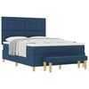 vidaXL Cama Box com colch&atilde;o com cabeceira Azul 140 x 200 cm tecido