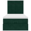 Estrutura de cama otomana vidaXL com colch&otilde;es verde escuro Veludo
