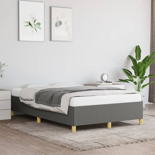 vidaXL Estrutura de cama sem colch&atilde;o cinza escuro 120x190 cm tecido