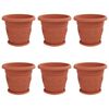 vidaXL Vasos de Plantas 6 unid. Vermelho Tijolo &Oslash; 34 x 28 cm Pl&aacute;stico