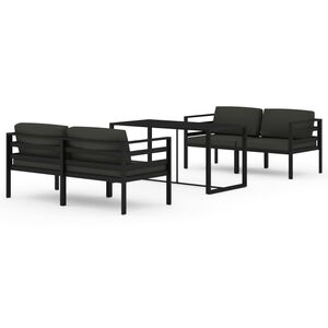 vidaXL 5 pcs conjunto lounge jardim com almofad&otilde;es alum&iacute;nio antracite