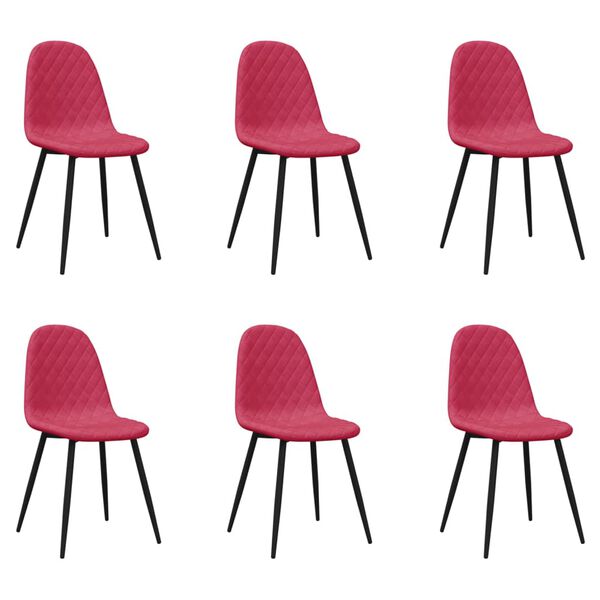 vidaXL Cadeiras de jantar 6 pcs veludo vermelho tinto