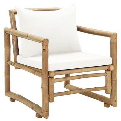 vidaXL Cadeiras de jardim 2 pcs com almofadões e almofadas bambu