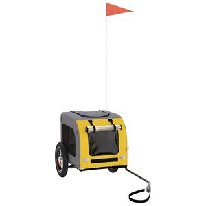 vidaXL Reboque bicicleta p/ animais tecido oxford/ferro amarelo/cinza