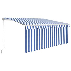 vidaXL Toldo retr&aacute;til manual com estore 3,5x2,5 m azul e branco