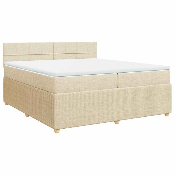 vidaXL Cama com molas/colch&atilde;o 200x200 cm tecido cor creme