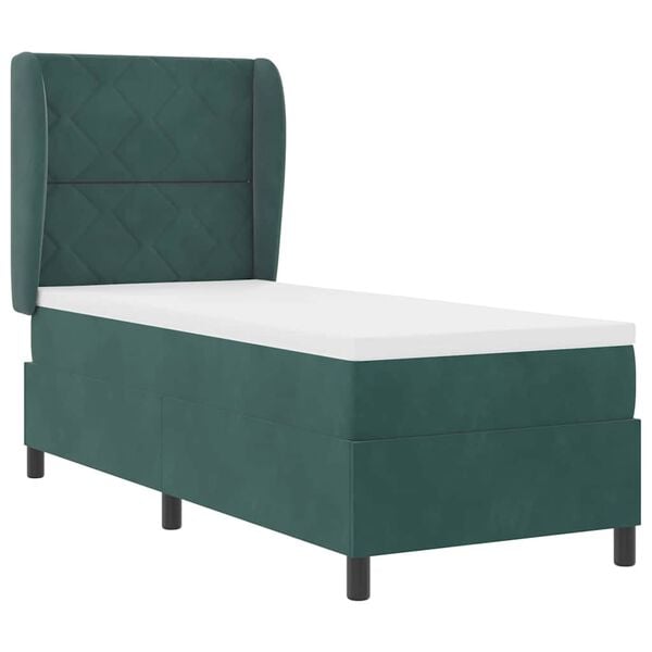vidaXL Cama Box com colch&atilde;o Verde Escuro 200 x 80 cm Poli&eacute;ster