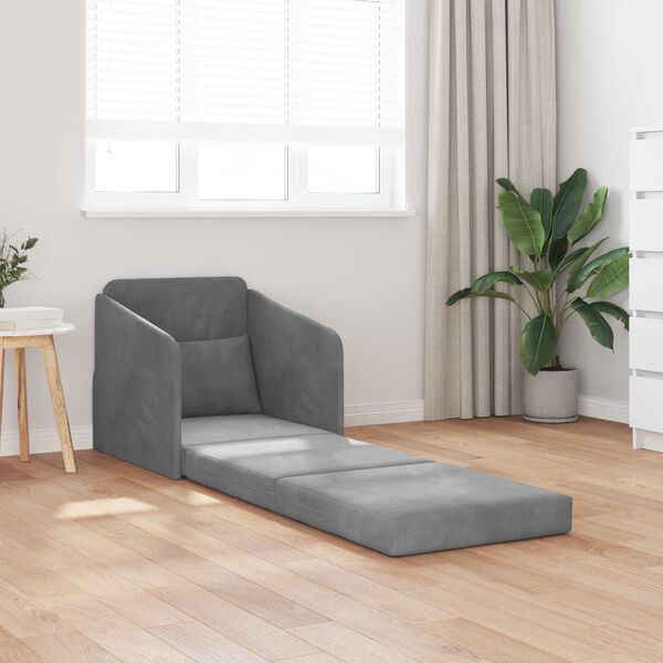 vidaXL Sof&aacute;-Cama Cinza Escuro 65 x 80 x 83 cm Veludo