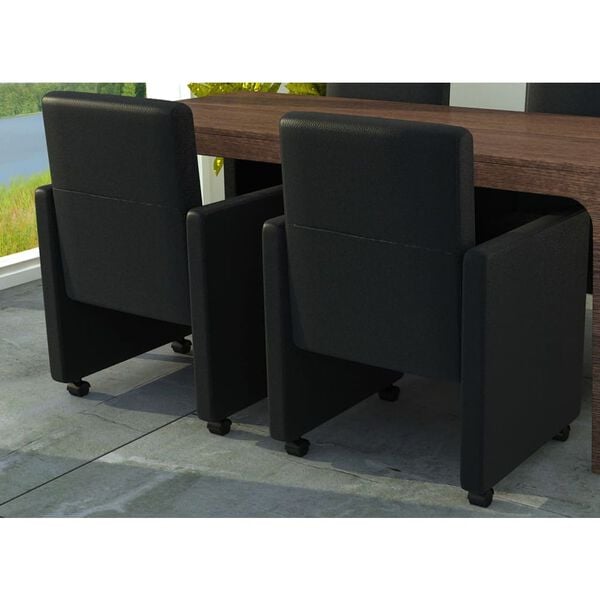 vidaXL Cadeiras de jantar 2 pcs couro artificial preto
