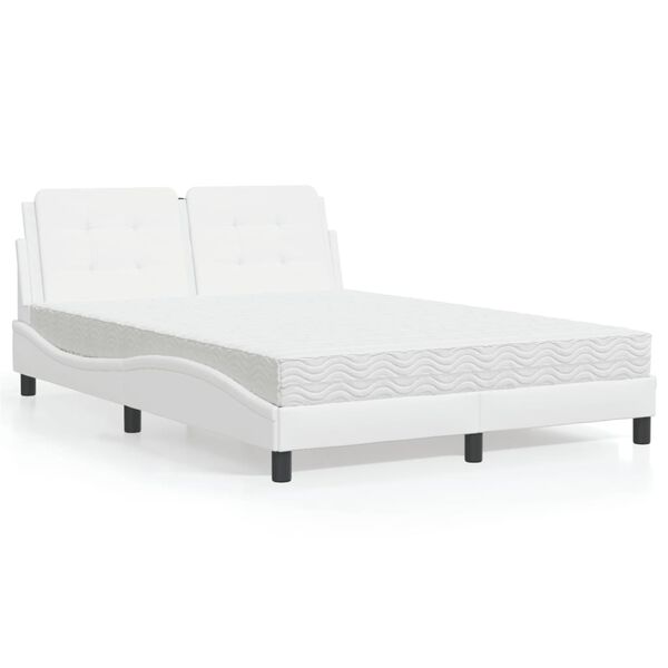 vidaXL Estrutura de cama sem colch&atilde;o Zadar 140x200 cm couro artificial branco