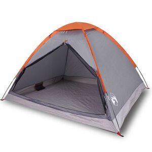 vidaXL Tenda de campismo c&uacute;pula p/ 2 pessoas imperme&aacute;vel cinza/laranja