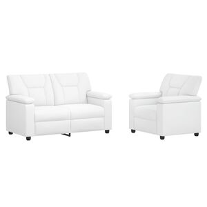 vidaXL Conjunto de Sof&aacute;s 2 pcs Branco Couro Sint&eacute;tico