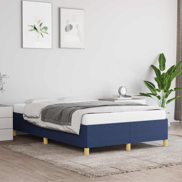 vidaXL Estrutura de cama sem colch&atilde;o 120x190 cm tecido azul