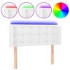 vidaXL Cabeceira de cama c/ LED couro artificial 93x16x78/88 cm branco
