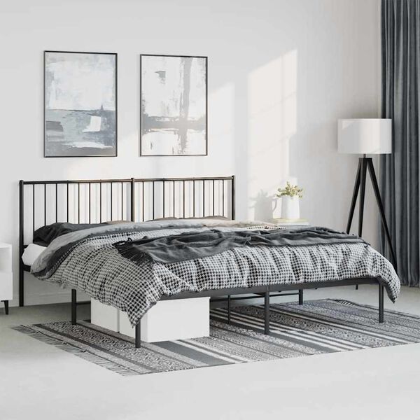 vidaXL Estrutura de cama com cabeceira 183x213 cm metal preto