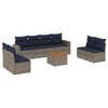 vidaXL 9 pcs conjunto sof&aacute;s p/ jardim c/ almofad&otilde;es vime PE cinzento