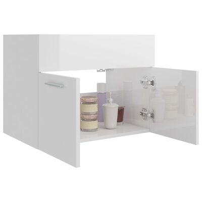 vidaXL Armário lavatório 60x38,5x46 cm contraplacado branco brilhante