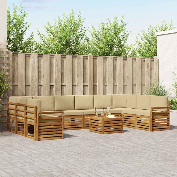 vidaXL Conjunto de Sof&aacute; Sectional com almofada 11 pcs Natural e Bege