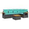 vidaXL 6 pcs conjunto de sof&aacute;s p/ jardim c/ almofad&otilde;es vime PE preto