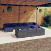 vidaXL 11 pcs conjunto lounge de jardim c/ almofad&otilde;es vime PE cinzento