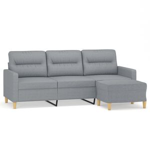 vidaXL Sof&aacute; de 3 lugares com apoio de p&eacute;s 180 cm tecido cinzento-claro
