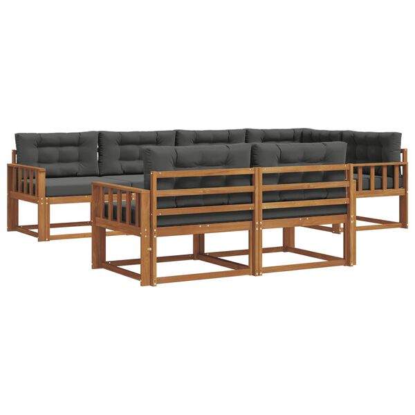 vidaXL Conjunto de Sof&aacute;s para Exterior 7 pcs Natural e Antracite