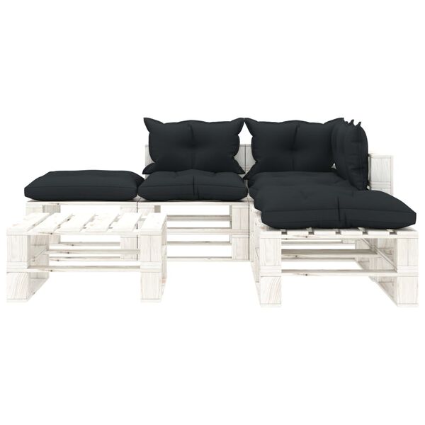 vidaXL 6 pcs conj. lounge de paletes c/ almofad&otilde;es antracite madeira