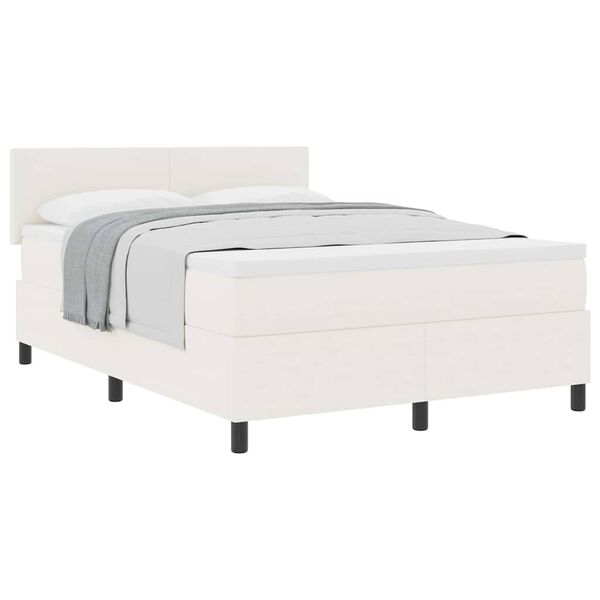 vidaXL Cama Box Creme e Branco 160 x 200 cm Tecido de Veludo Cotele