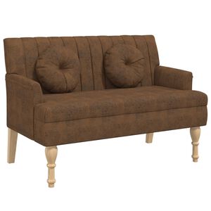 vidaXL Banco c/ almofad&otilde;es 113x64,5x75,5cm camur&ccedil;a artificial castanho