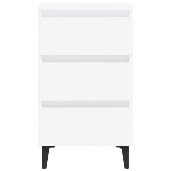 vidaXL Mesa de cabeceira c/ pernas em metal 40x35x69 cm branco