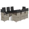vidaXL 9 pcs conjunto de jantar p/ jardim c/ almofad&otilde;es cinzento claro