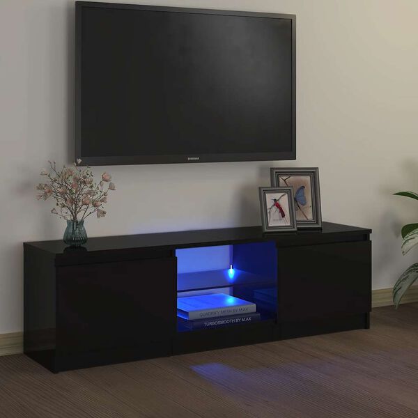 vidaXL M&oacute;vel de TV com luzes LED 120x30x36 cm preto