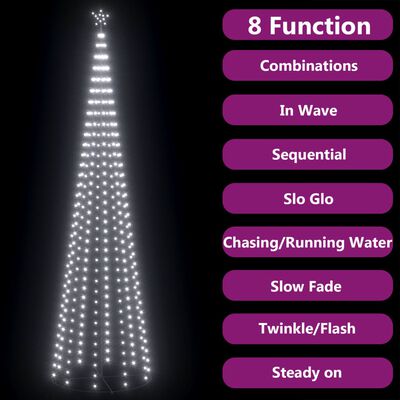 vidaXL Árvore de Natal em cone c/ 752 luzes LED 160x500 cm branco frio