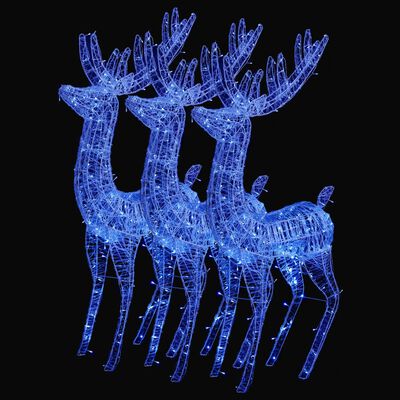 vidaXL Renas de Natal XXL 3pcs 250 LEDs 180 cm acrílico azul