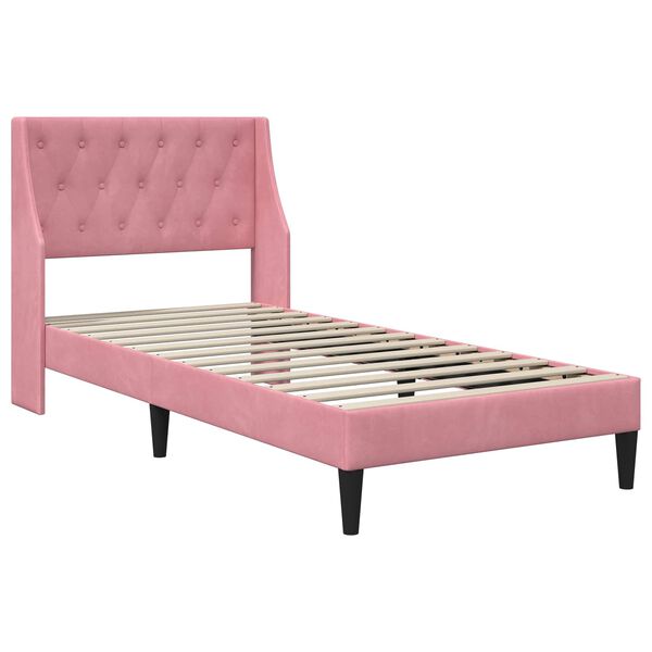 vidaXL Estrutura de cama com colch&atilde;o Rosa 80 x 200 cm Veludo