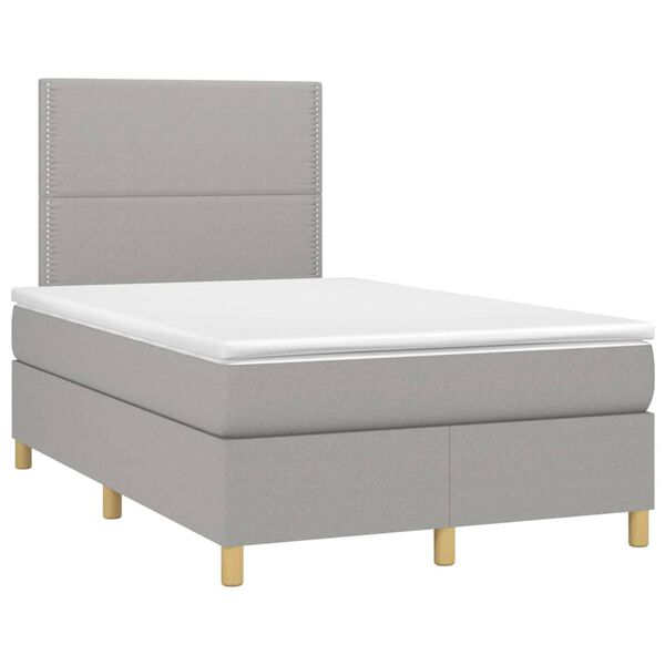 vidaXL Cama box spring c/ colch&atilde;o e LED 120x200 cm tecido cinza-claro