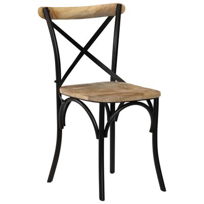 vidaXL Cadeiras costas em cruz 6 pcs madeira mangueira maciça preto