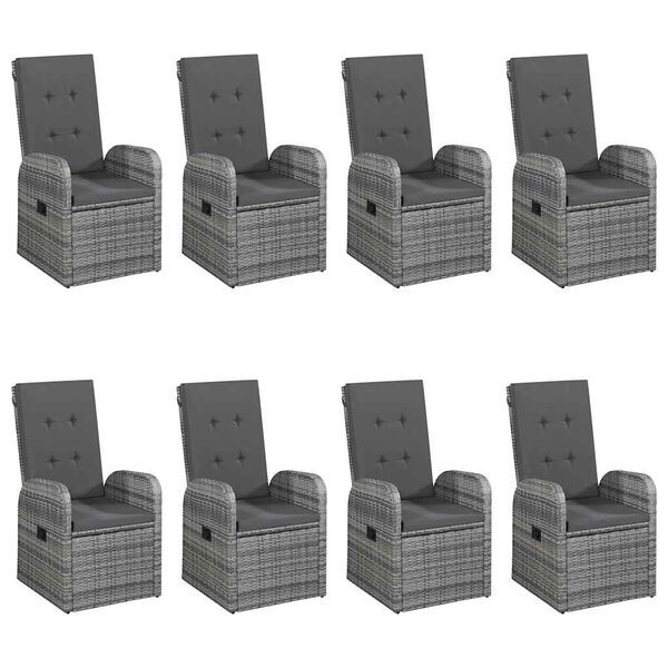 vidaXL 9 pcs conjunto de jantar para jardim cinzento