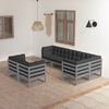 vidaXL 7 pcs conjunto lounge de jardim c/ almofad&otilde;es pinho maci&ccedil;o