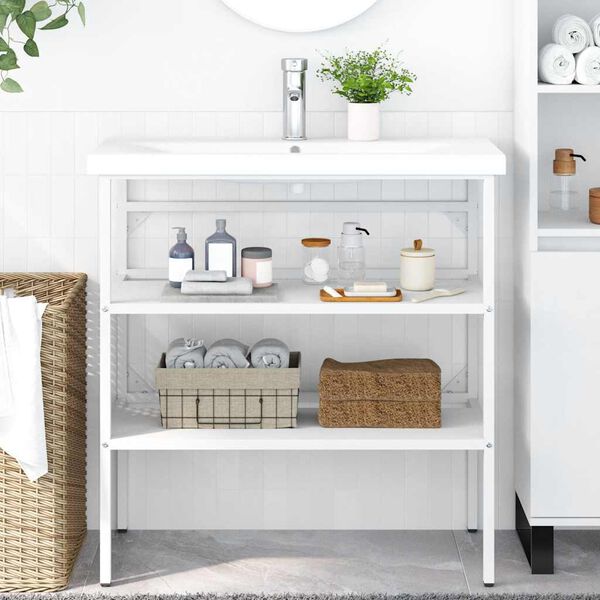 vidaXL Estrutura p/ lavat&oacute;rio casa de banho ferro 79x38x83 cm branco