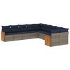 vidaXL Conjunto de sof&aacute; de jardim com 10 pe&ccedil;as e almofadas em rattan sint&eacute;tico cinza