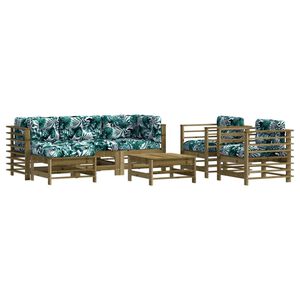 vidaXL 7 pcs conjunto lounge de jardim c/ almofad&otilde;es pinho impregnado