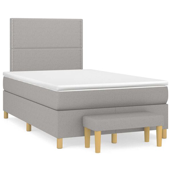 vidaXL Cama boxspring com colch&atilde;o 120x190 cm tecido cinzento-claro