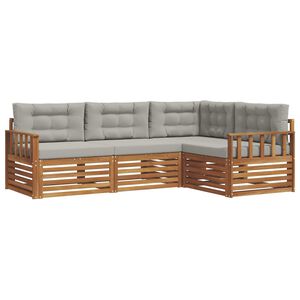 vidaXL Conjunto de Sof&aacute;s para Exterior 4 pcs Cinza Natural e Claro