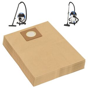 vidaXL Sacos de papel para aspirador a seco e h&uacute;mido 10 pcs castanho