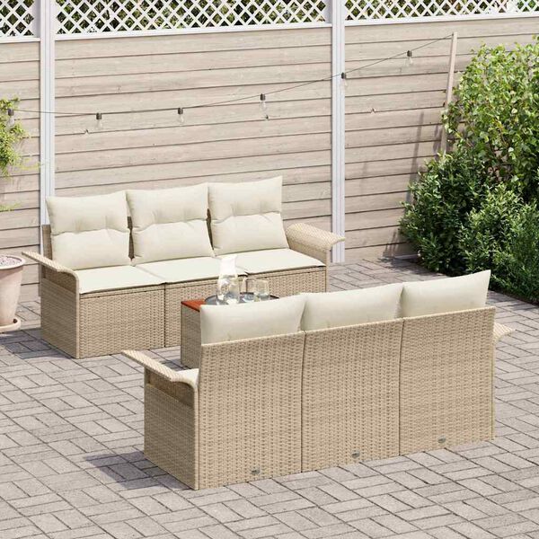 vidaXL Conjunto de Sof&aacute; de Jardim com almofada 7 pcs Bege e Creme