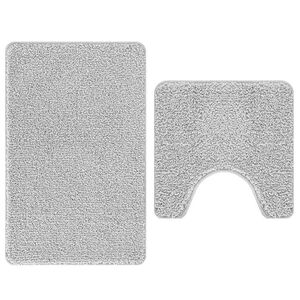 vidaXL Conjunto de Tapetes de Banho Antiderrapantes 2 unid. Cinzento