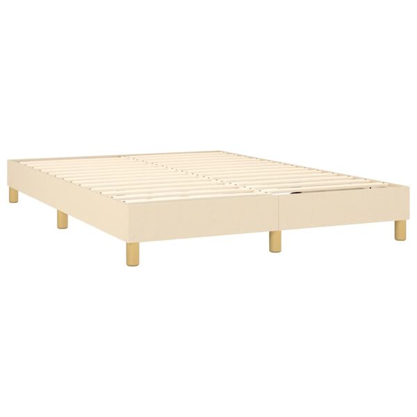 vidaXL Estrutura de cama com molas 140x200 cm tecido cor creme